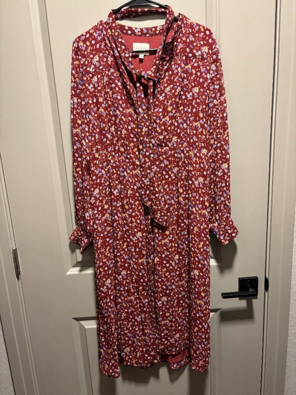 Sezane red floral midi dress